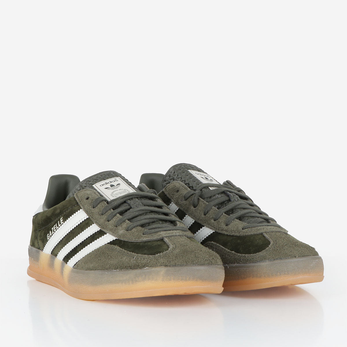 Adidas Originals Gazelle Indoor Shoes, Night Cargo Alumina Gum 3, Detail Shot 2