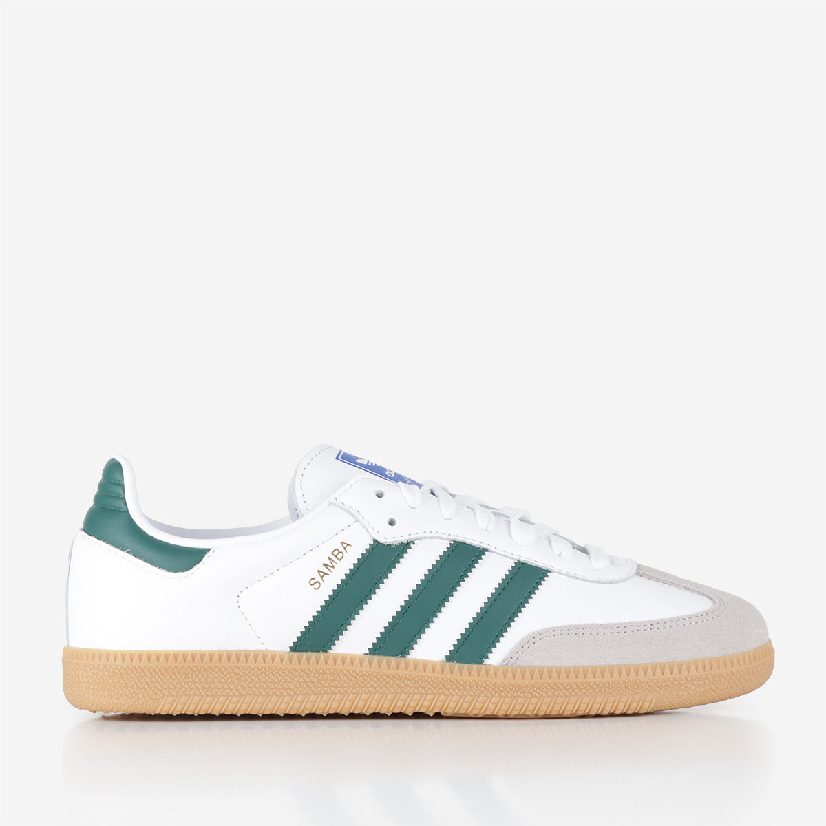 main Adidas Originals Samba OG Shoes, Ftwr White Collegiate Green Gum 5, Detail Shot 1