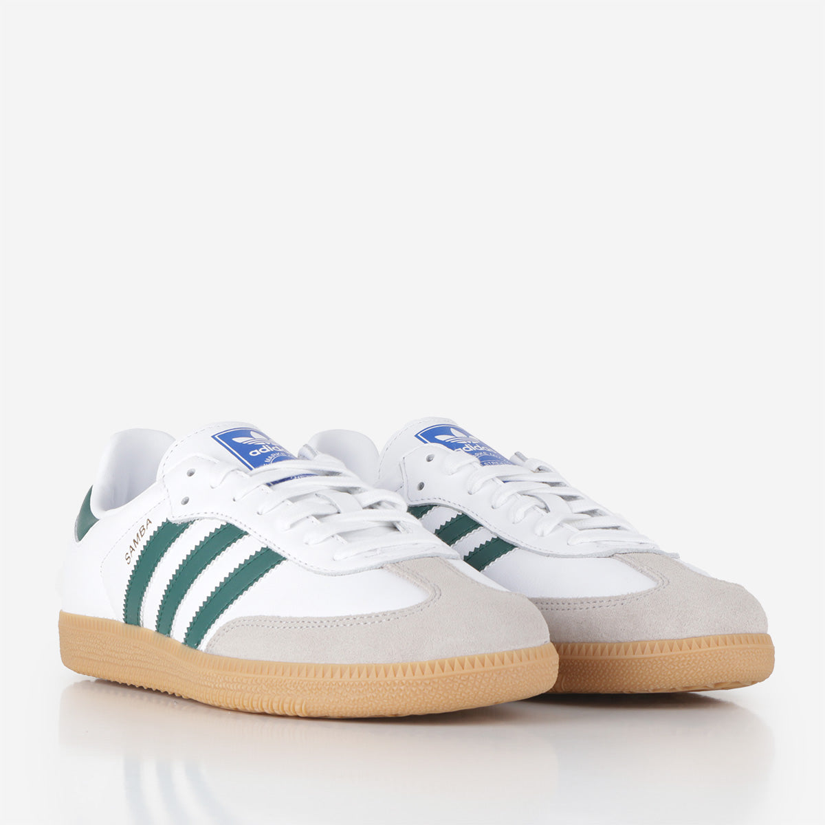 main Adidas Originals Samba OG Shoes, Ftwr White Collegiate Green Gum 5, Detail Shot 2