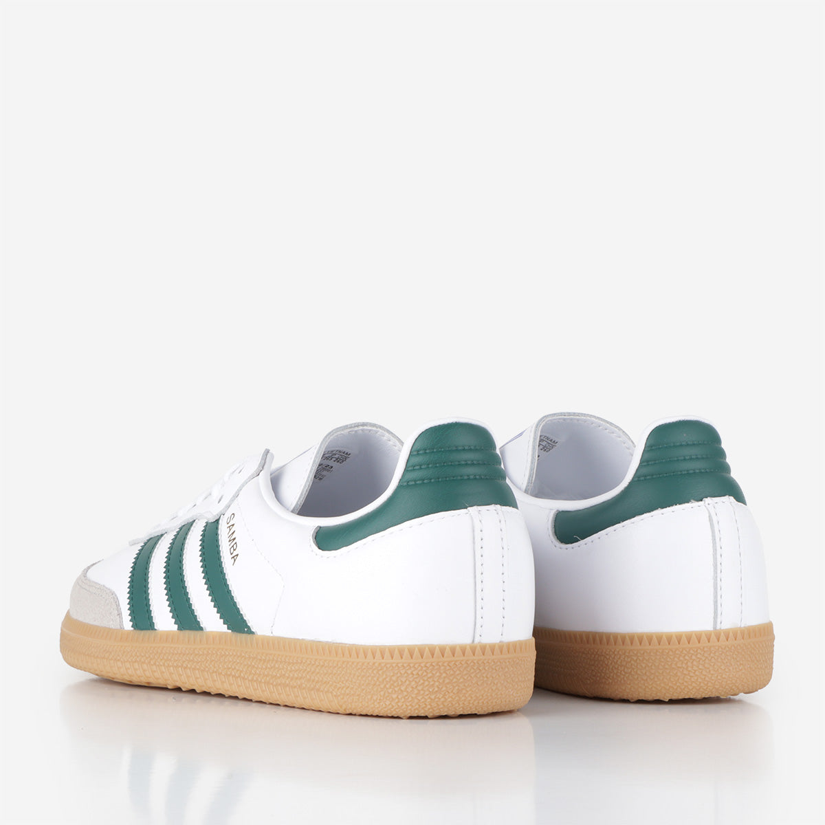 main Adidas Originals Samba OG Shoes, Ftwr White Collegiate Green Gum 5, Detail Shot 3