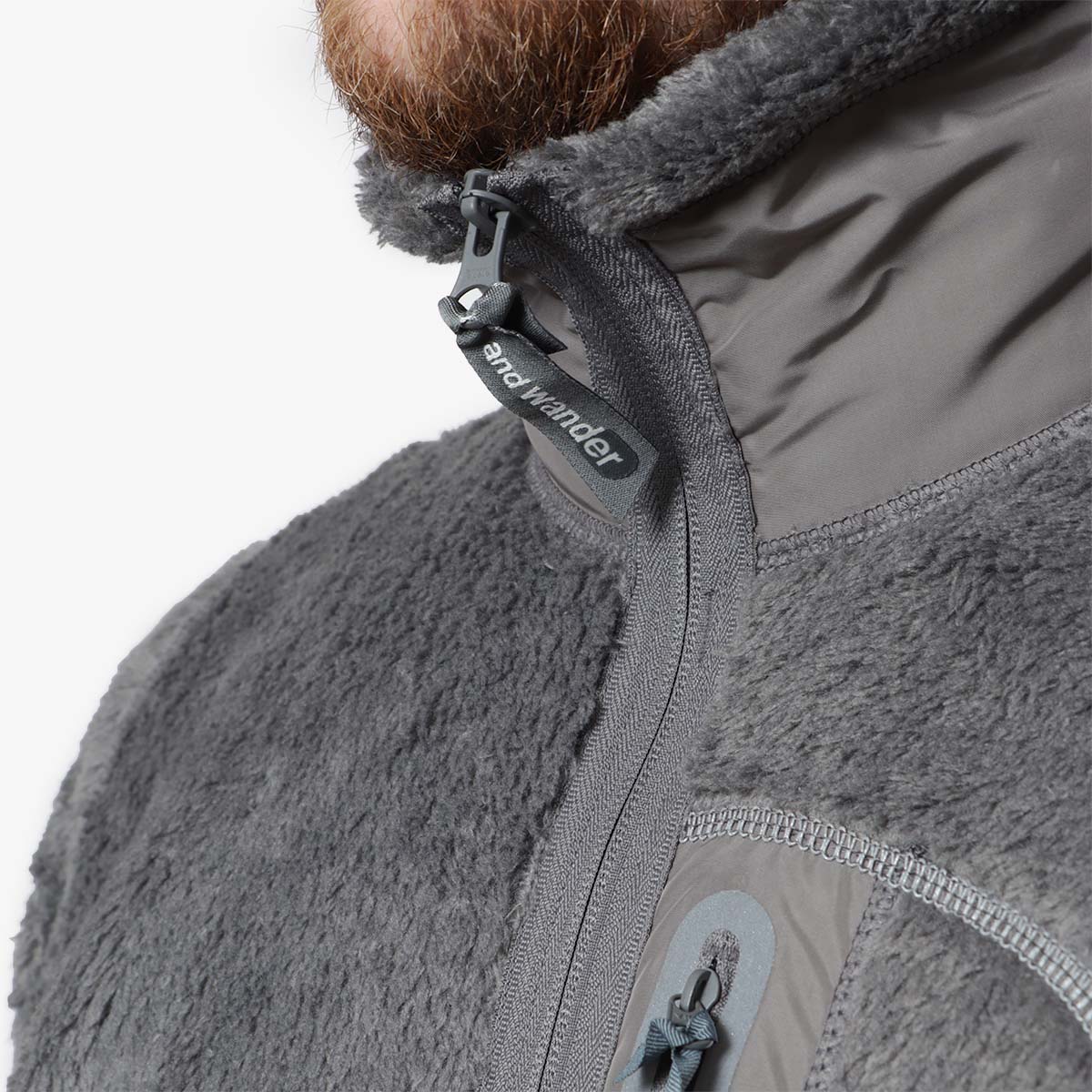 main And Wander High Loft Fleece Jacket, Dark Grey, Detail Shot 4