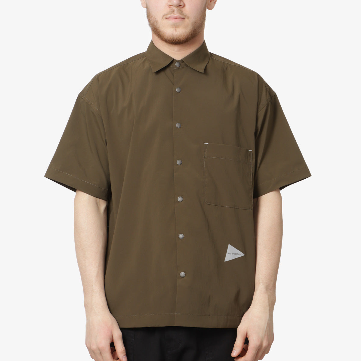 main And Wander UV Cut Stretch Shirt, Khaki, Detail Shot 1