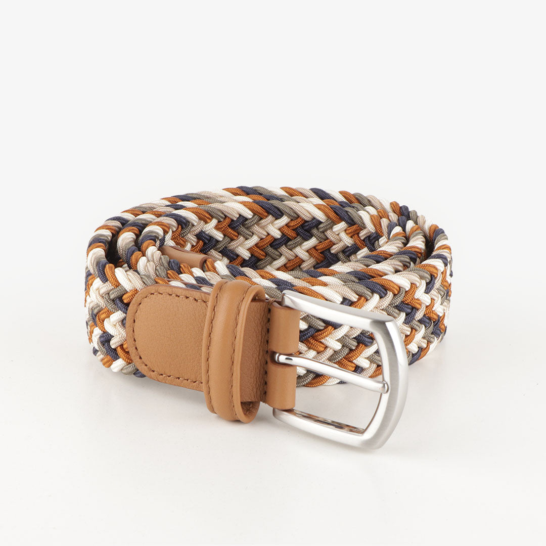 main Anderson's Classic Woven Belt, Navy Orange, Detail Shot 1