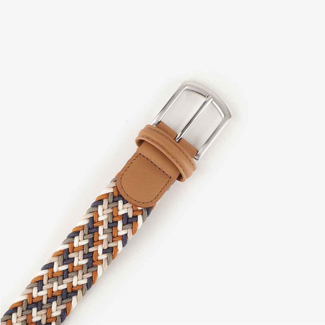 main Anderson's Classic Woven Belt, Navy Orange, Detail Shot 2