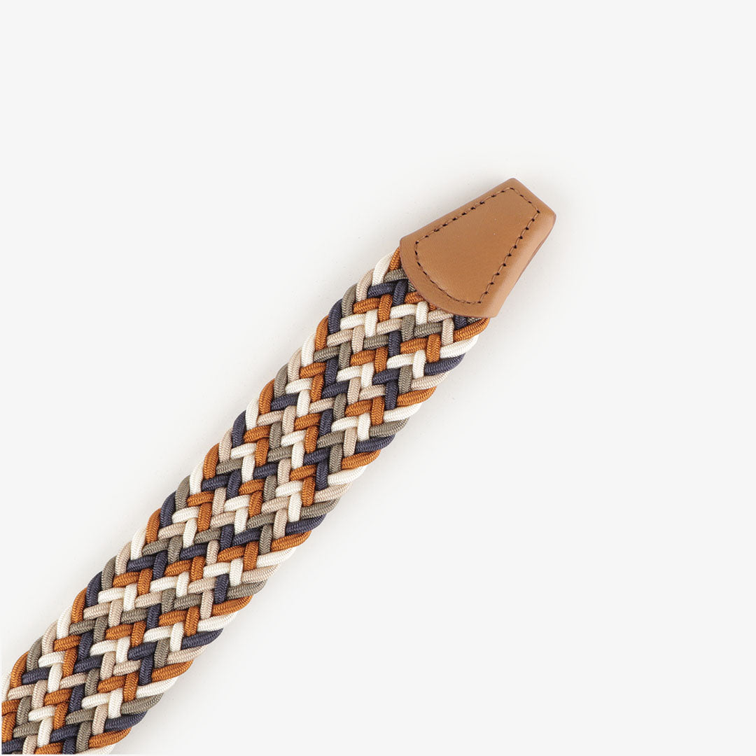 main Anderson's Classic Woven Belt, Navy Orange, Detail Shot 3