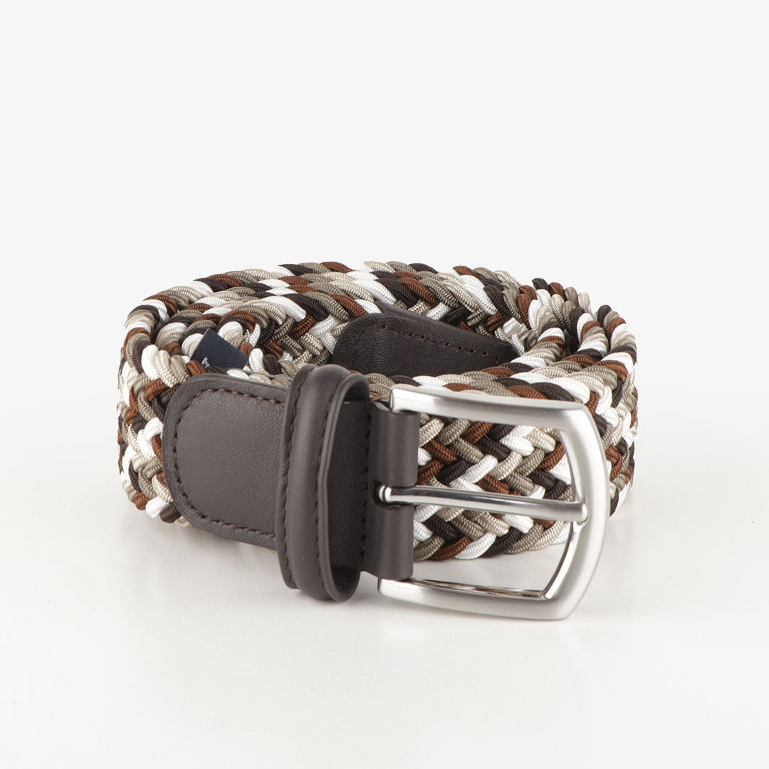 main Anderson's Classic Woven Belt, White Brown, Detail Shot 1