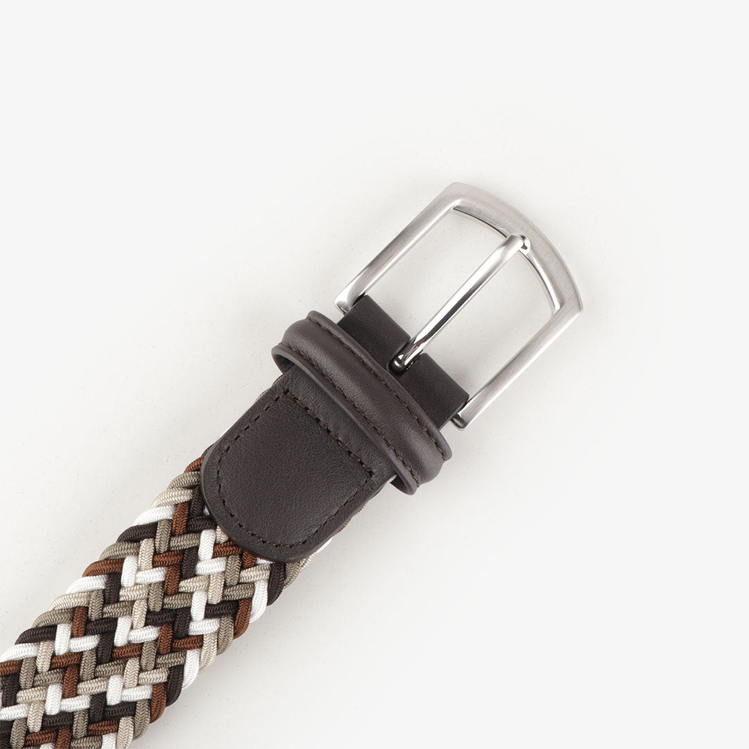 main Anderson's Classic Woven Belt, White Brown, Detail Shot 2