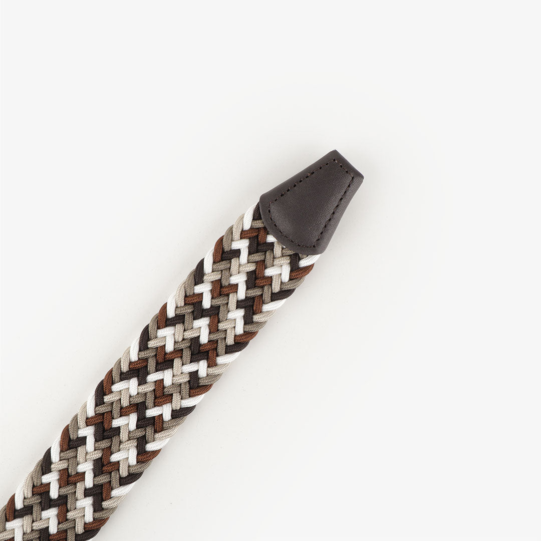 main Anderson's Classic Woven Belt, White Brown, Detail Shot 3