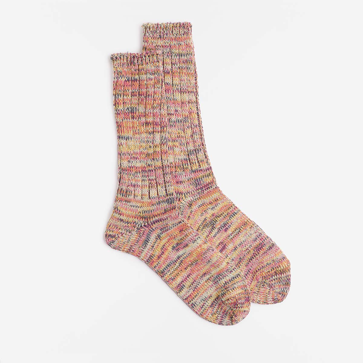 Anonymous Ism 5 Colour Mix Crew Socks, Pink, Detail Shot 1