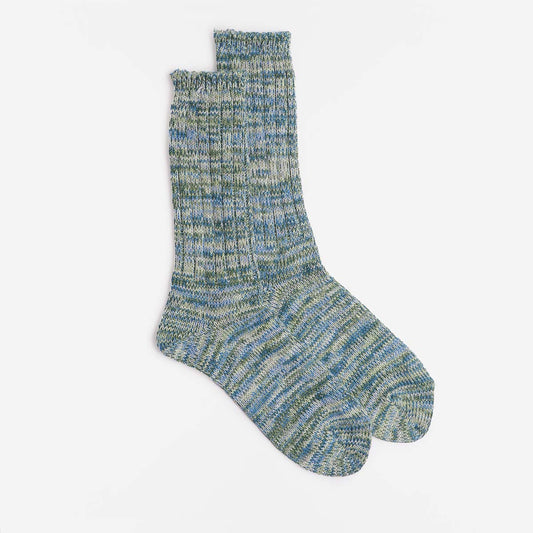 Anonymous Ism 5 Colour Mix Crew Socks, Mint, Detail Shot 1