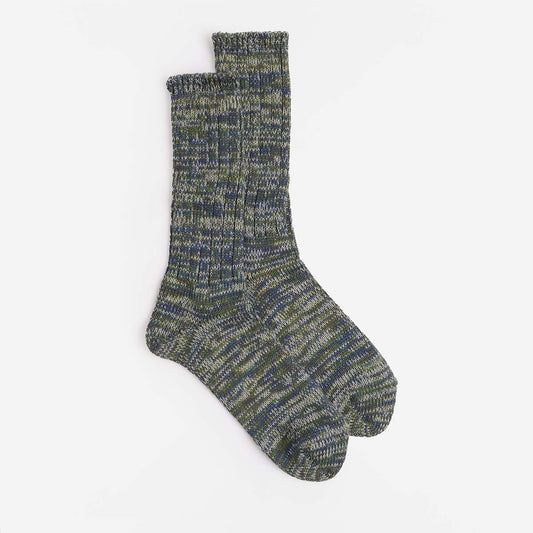 Anonymous Ism 5 Colour Mix Crew Socks, Moss, Detail Shot 1