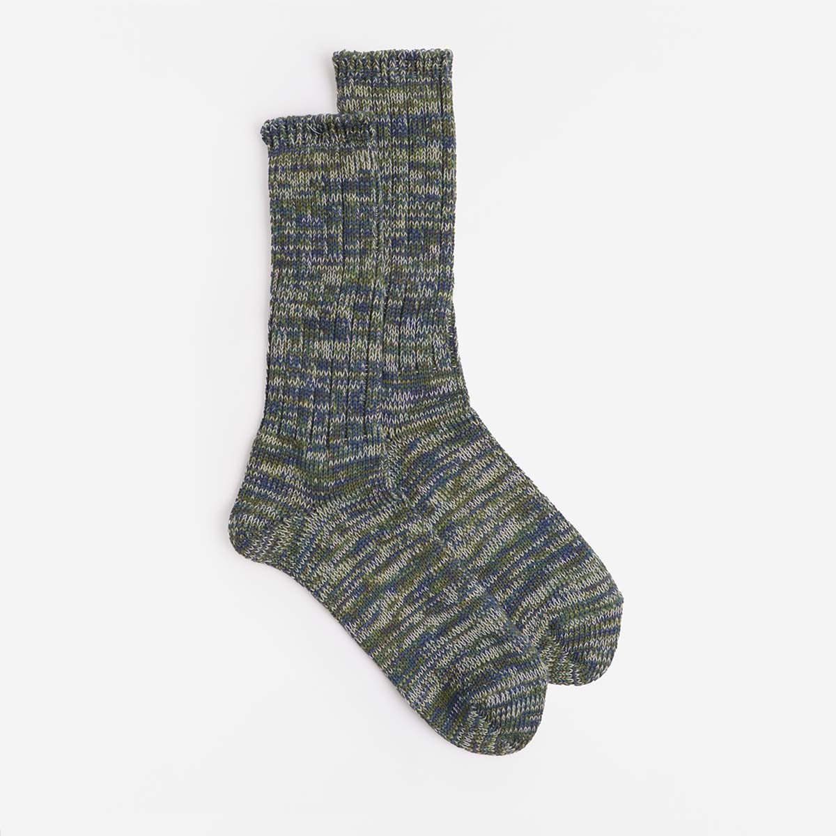 main Anonymous Ism 5 Colour Mix Crew Socks, Moss, Detail Shot 1