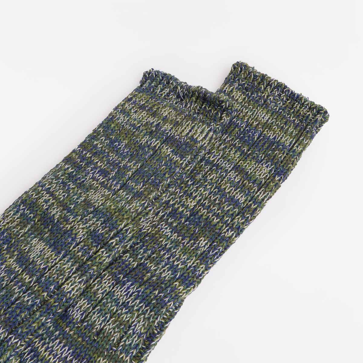 main Anonymous Ism 5 Colour Mix Crew Socks, Moss, Detail Shot 2