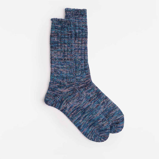 Anonymous Ism 5 Colour Mix Crew Socks, Navy Pink, Detail Shot 1