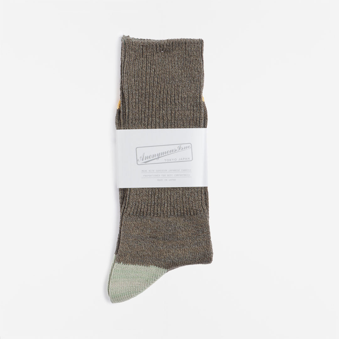 main Anonymous Ism MOC 2 Point Crew Socks, Khaki, Detail Shot 2