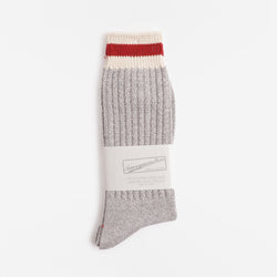 thumbnail Anonymous Ism Tuck Cuff Stripes Crew Socks, Grey Melange, Detail Shot 2