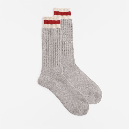 Anonymous Ism Tuck Cuff Stripes Crew Socks, Grey Melange, Detail Shot 1