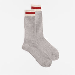 thumbnail Anonymous Ism Tuck Cuff Stripes Crew Socks, Grey Melange, Detail Shot 1