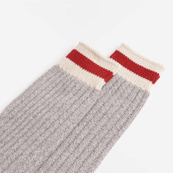 thumbnail Anonymous Ism Tuck Cuff Stripes Crew Socks, Grey Melange, Detail Shot 3