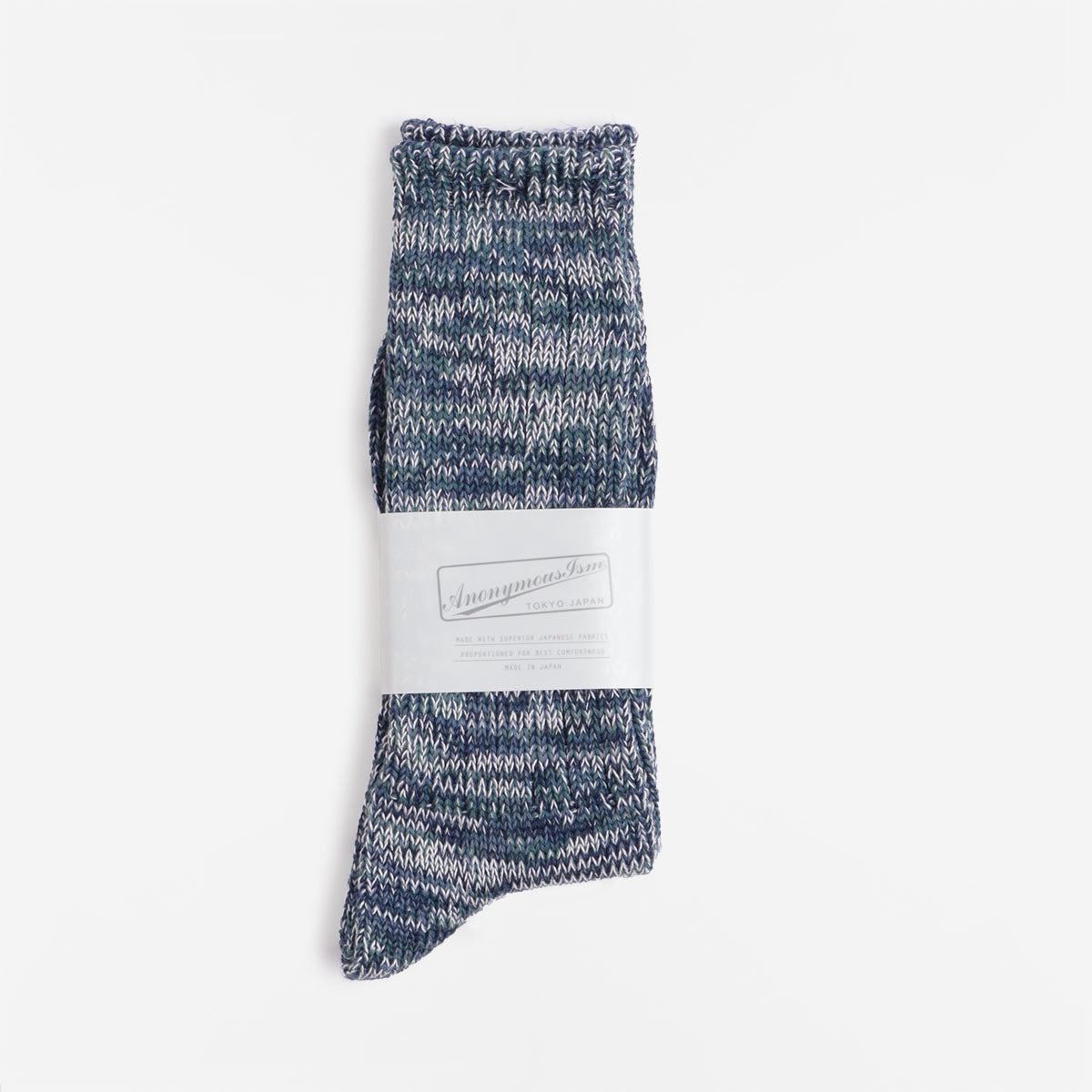 main Anonymous Ism 5 Color Mix Crew Socks, Navy, Detail Shot 2