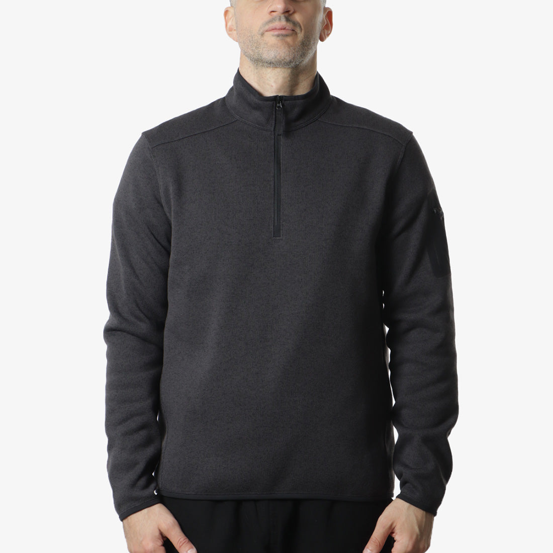 main Arc'teryx Covert 1 2 Zip Fleece, Black Heather II, Detail Shot 1