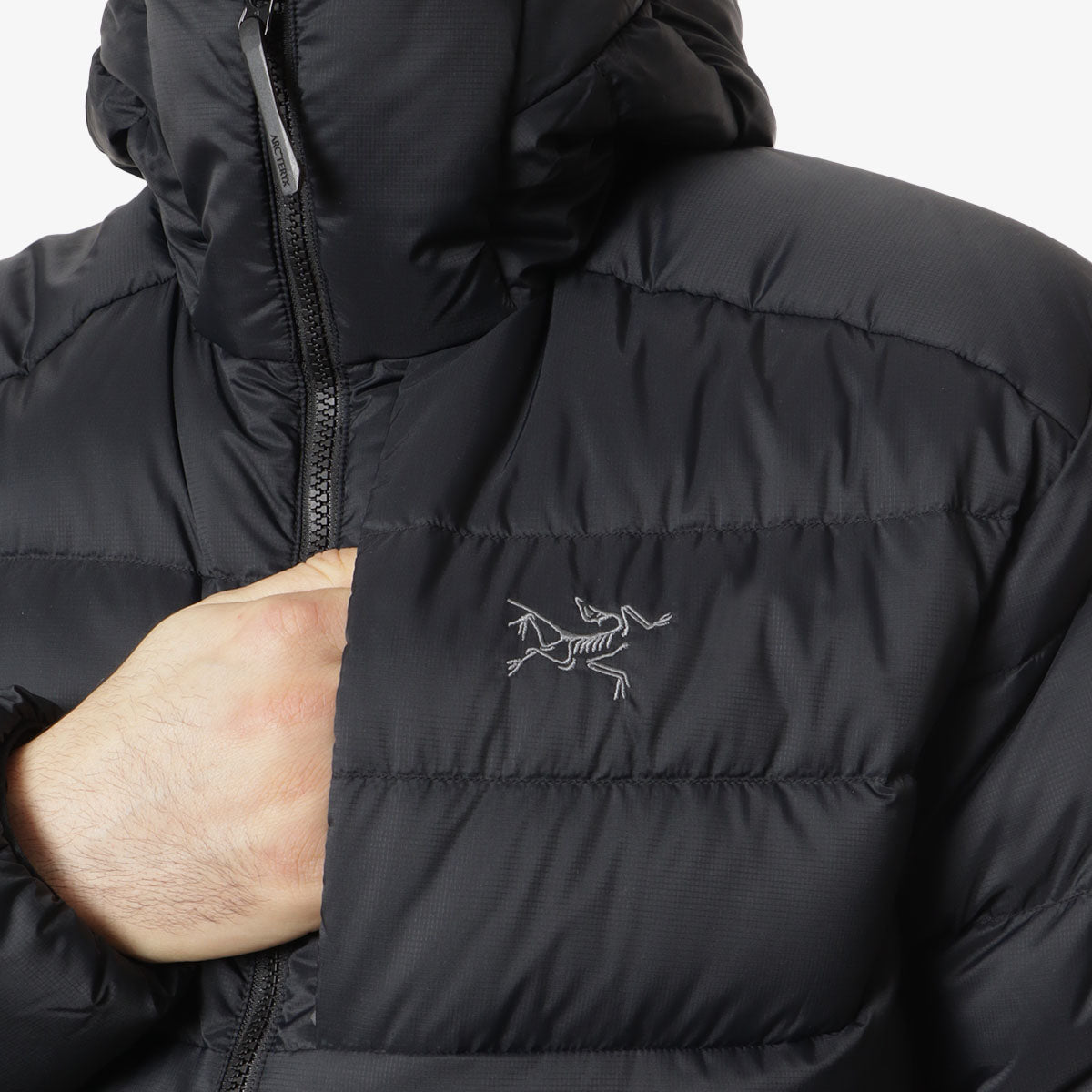 Arc'teryx Thorium Hoodie, Black, Detail Shot 6