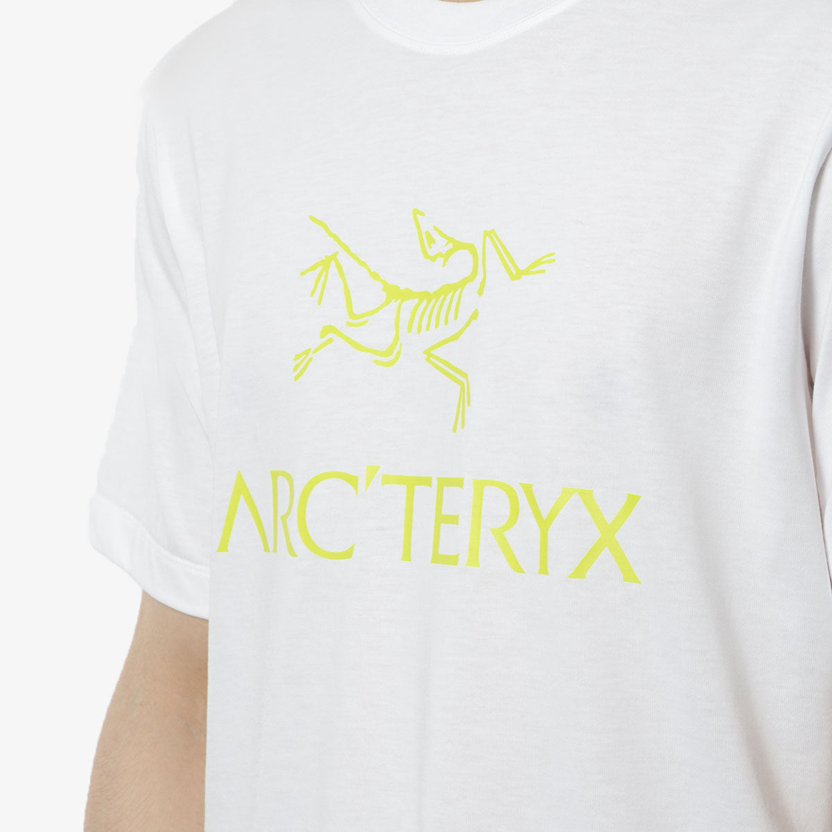 Arc'teryx Arc'Word Logo T-Shirt, White Light, Detail Shot 2