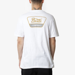 thumbnail Brixton Linwood T-Shirt, White/Brass/Smoke, Detail Shot 1