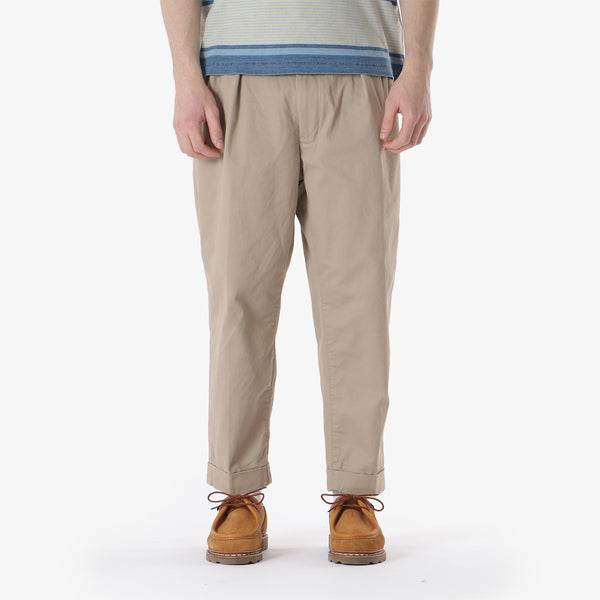 Beams Plus 2 Pleats Twill Pant, Khaki, Detail Shot 1