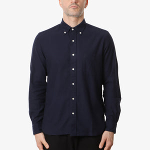 Beams Plus Button Down Solid Flannel Shirt