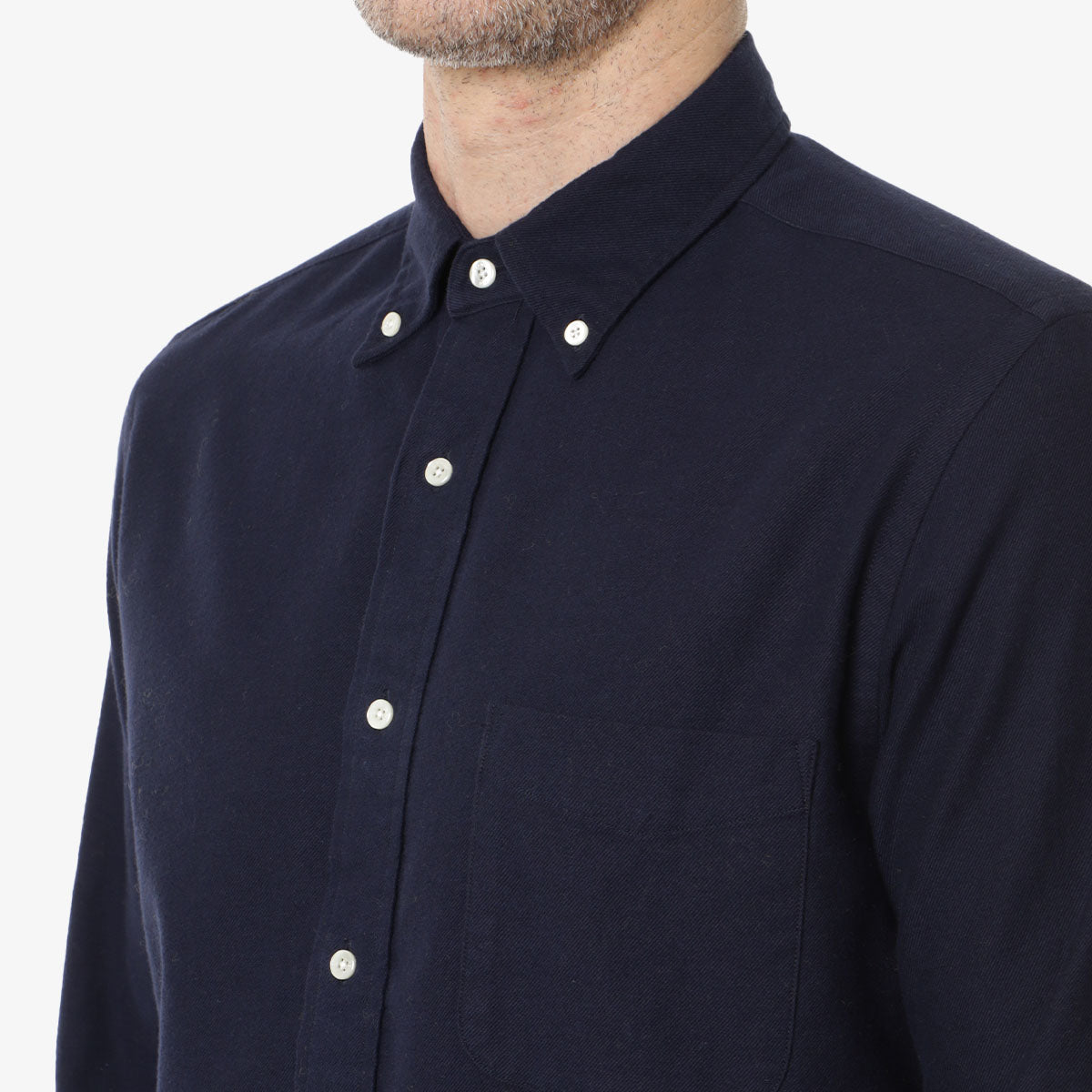 Beams Plus Button Down Solid Flannel Shirt