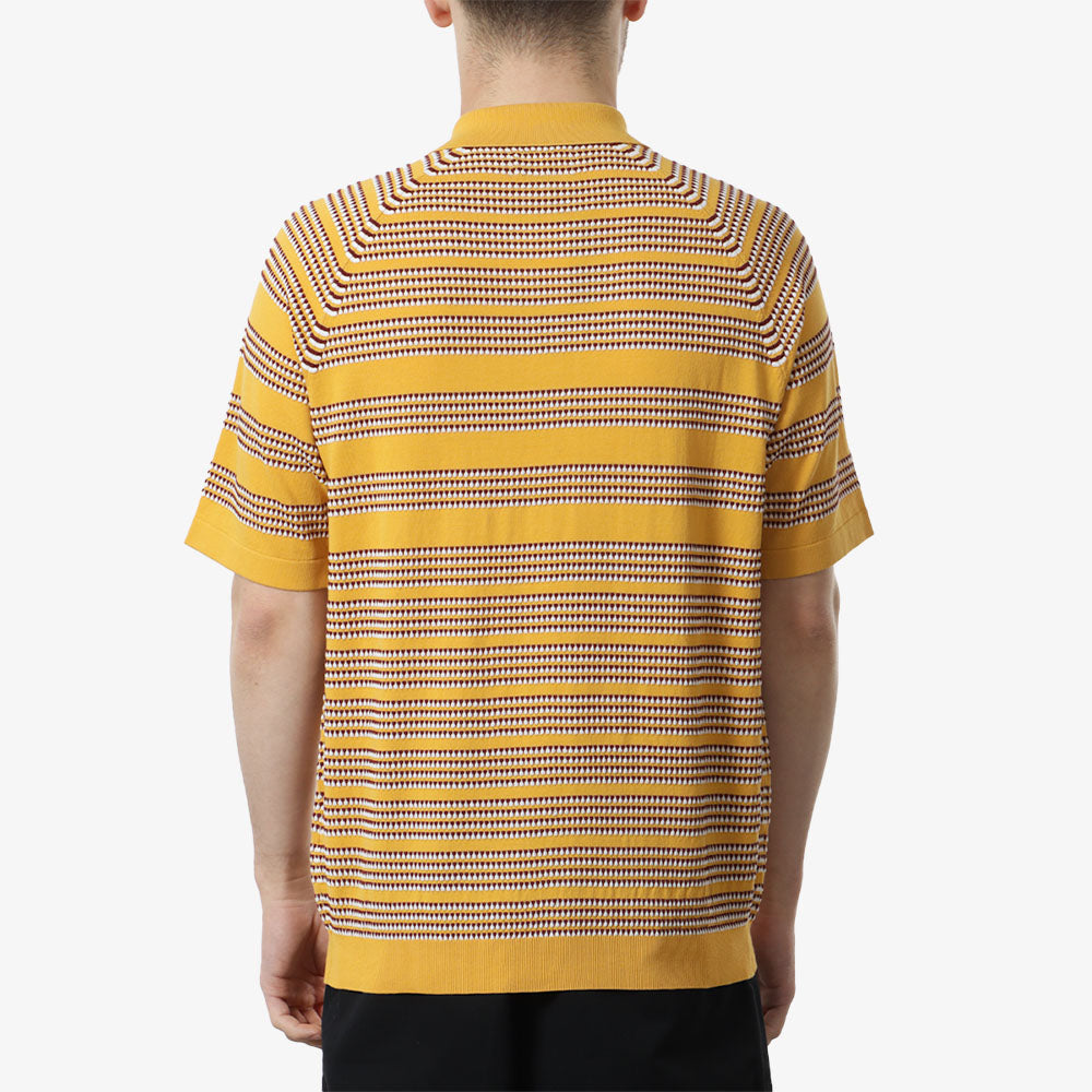 main Beams Plus Half Zip Knit Polo Jaquard Shirt, Yellow, Detail Shot 3