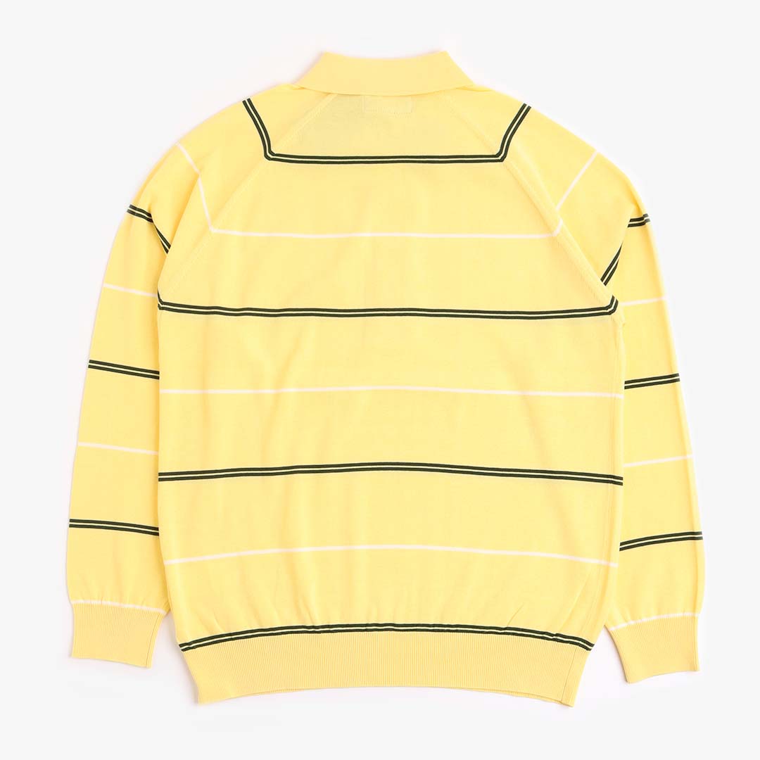 Beams Plus Knit Raglan Polo Shirt Yellow Urban Industry