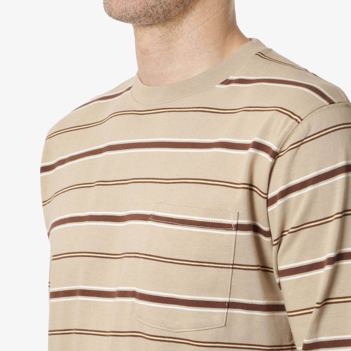 Beams Plus Multi Stripe Long Sleeve Pocket T-Shirt