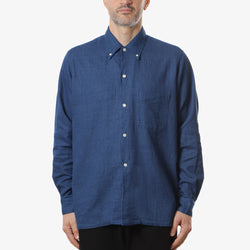 thumbnail Beams Plus Open Button Down Indigo Panama Double Gauze Shirt