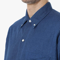 thumbnail Beams Plus Open Button Down Indigo Panama Double Gauze Shirt