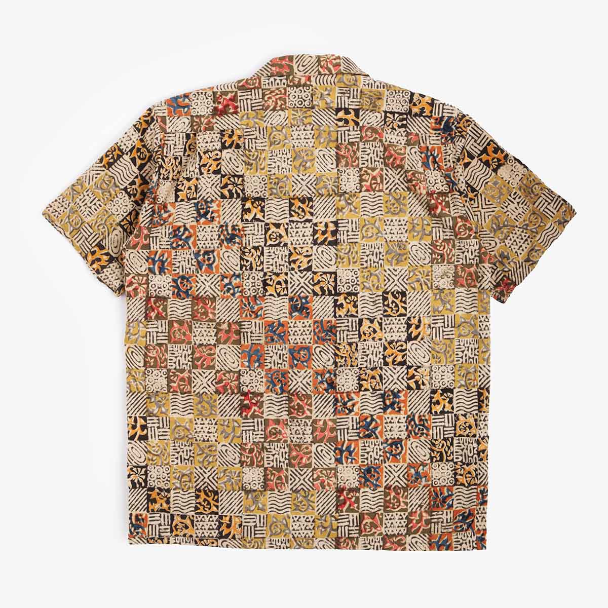 Beams Plus Open Collar Block Print Square Shirt, Square, Detail Shot 7