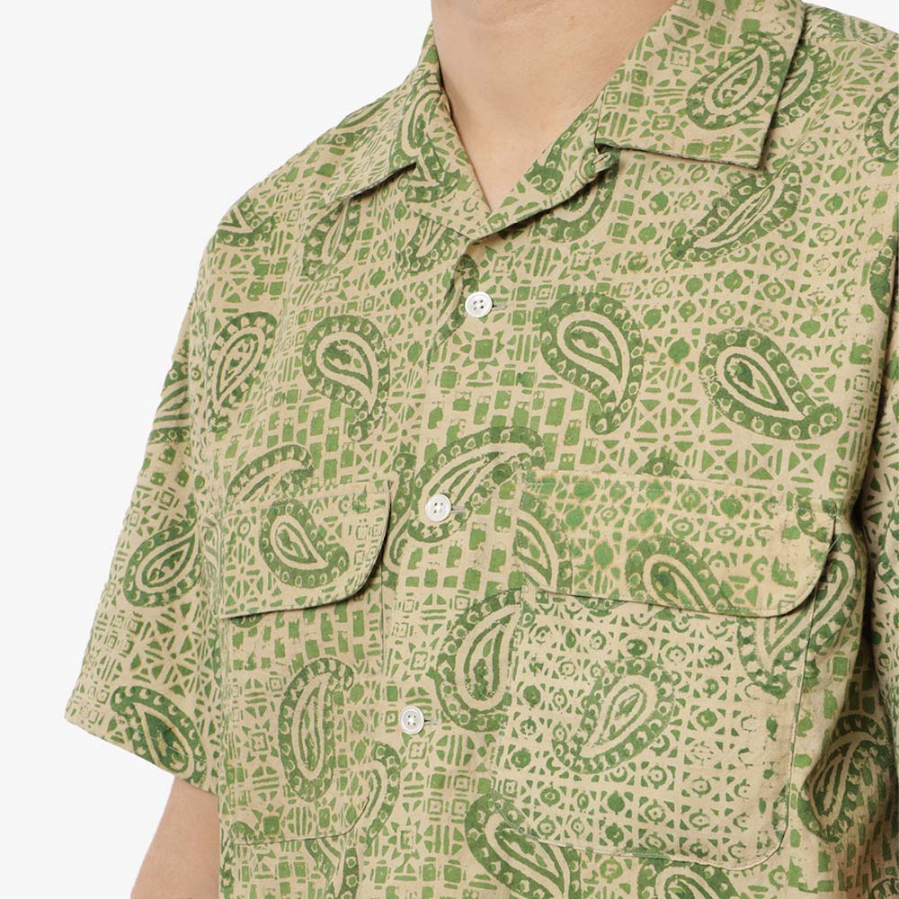 Beams Plus Open Collar Block Print Paisley Shirt, Paisley, Detail Shot 2