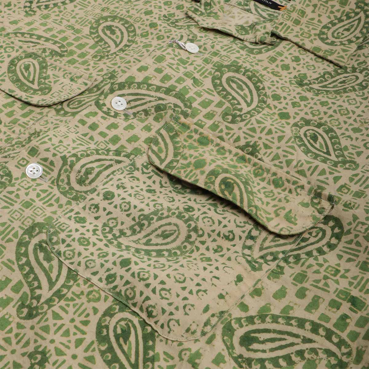 Beams Plus Open Collar Block Print Paisley Shirt, Paisley, Detail Shot 5