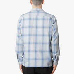 thumbnail Beams Plus Open Collar Indigo Ombre Plaid Shirt