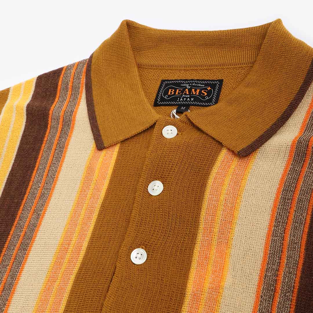 Beams Plus Stripe Knit Polo Shirt - Mustard – Urban Industry