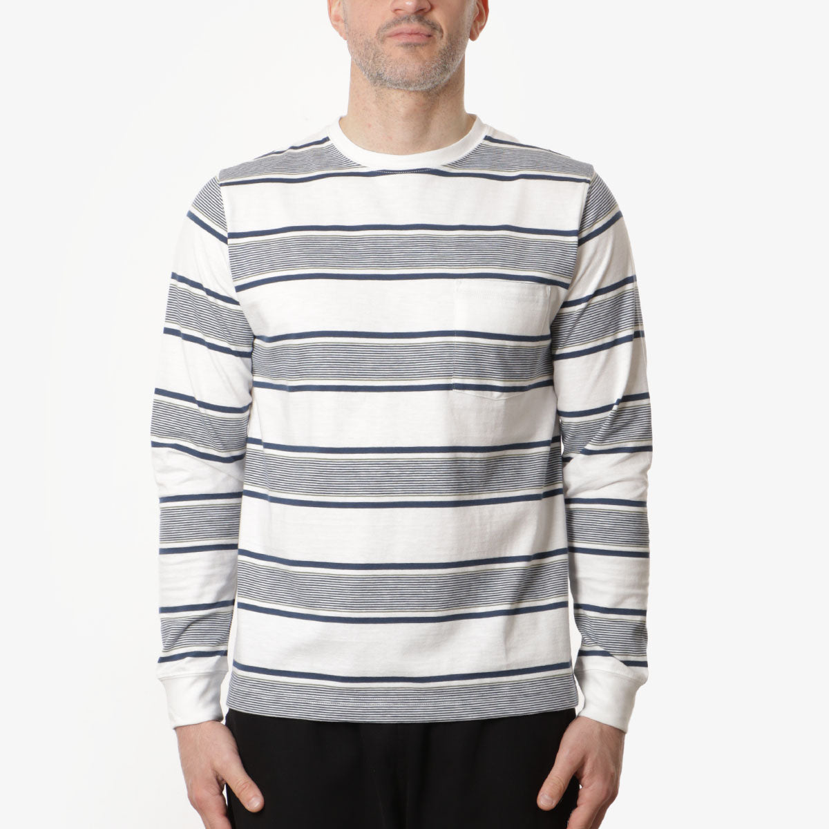 Beams Plus Wide Stripe Long Sleeve Pocket T-Shirt