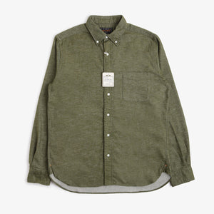 Beams Plus Button Down Solid Flannel Shirt