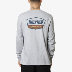 thumbnail Brixton Regal Long Sleeve T-Shirt, Heather Grey Navy Brown, Detail Shot 1