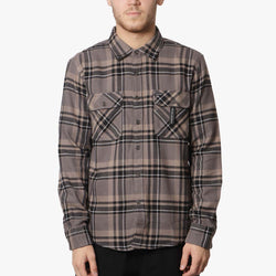 thumbnail Brixton Bowery Flannel Shirt, Charcoal Black Cinder Grey, Detail Shot 1