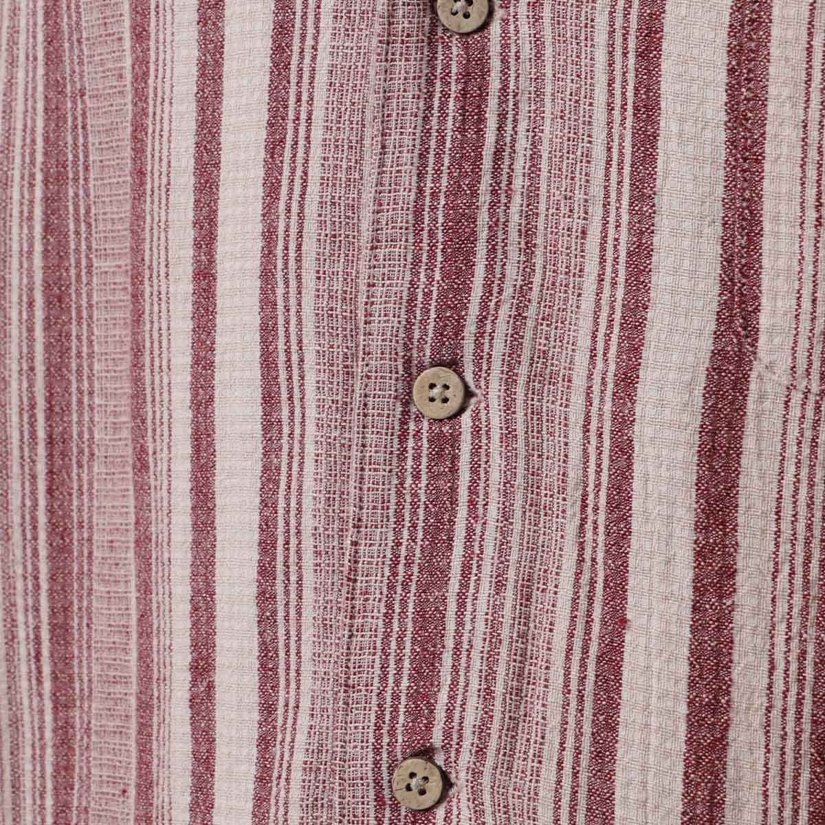 main Brixton Bunker Seersucker Woven Shirt, Cranberry Juice, Off White, Detail Shot 3