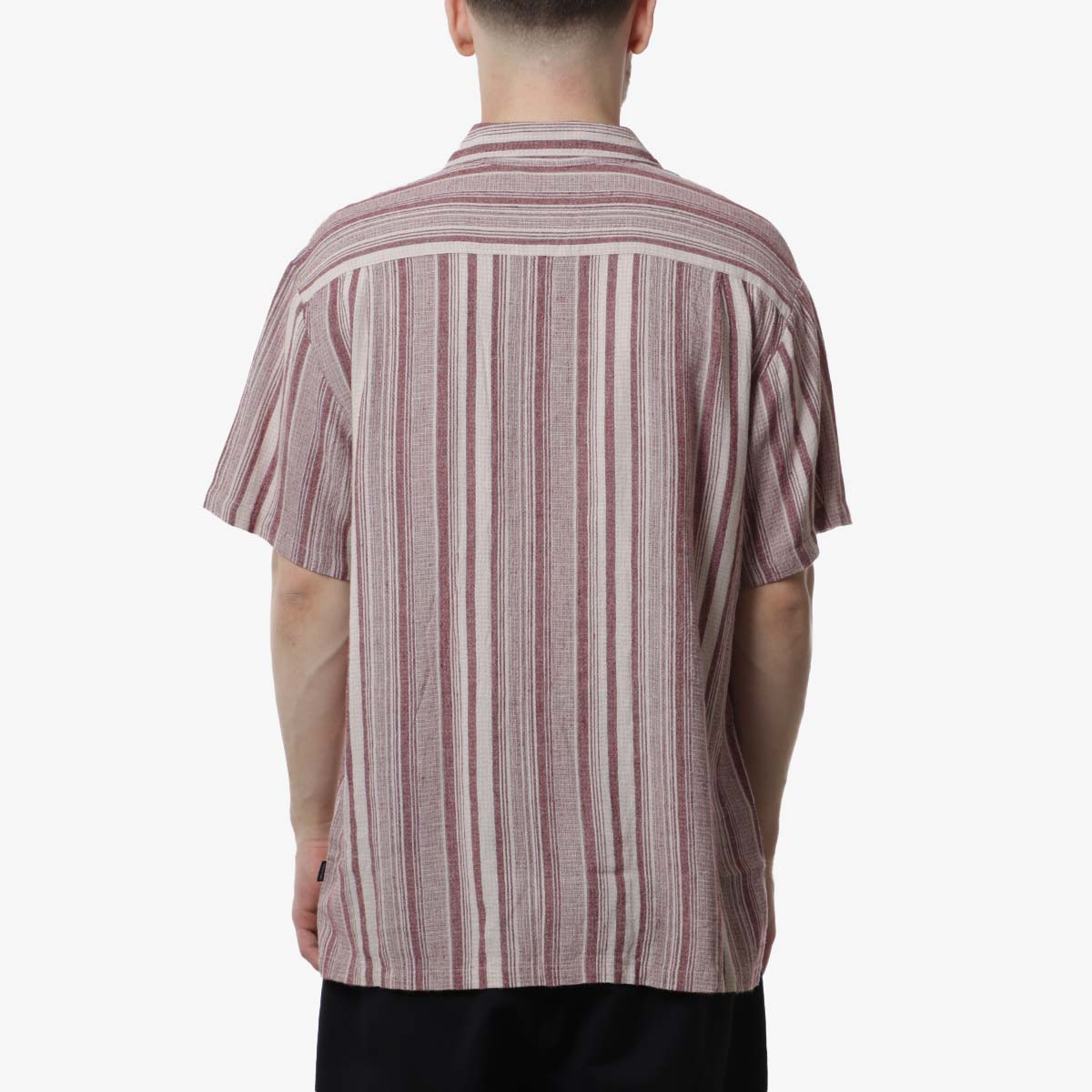 main Brixton Bunker Seersucker Woven Shirt, Cranberry Juice, Off White, Detail Shot 4