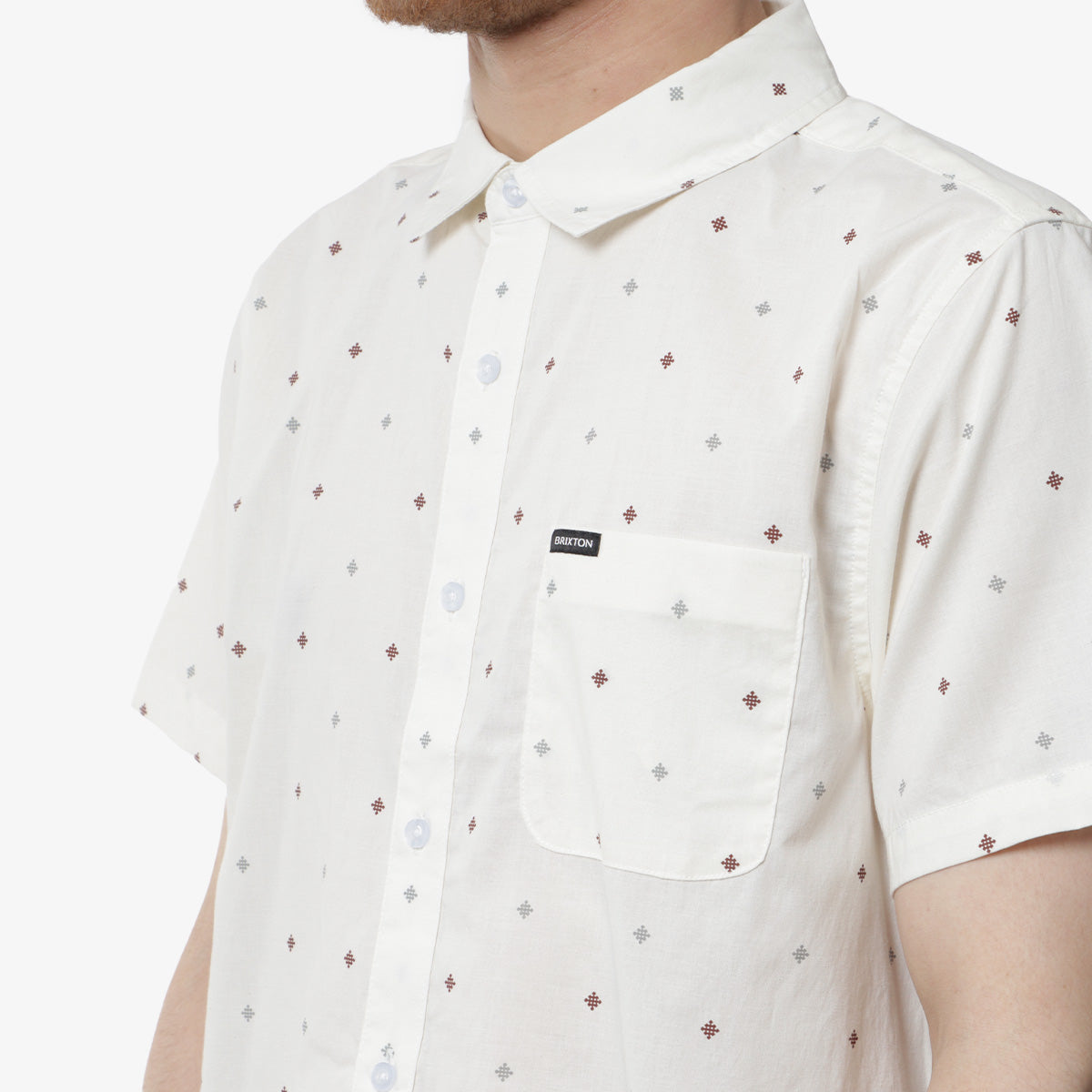 main Brixton Charter Print Woven Shirt, Off White Pyramid, Detail Shot 2