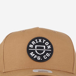 thumbnail Brixton Crest C MP Snapback Cap, Copper Black, Detail Shot 2