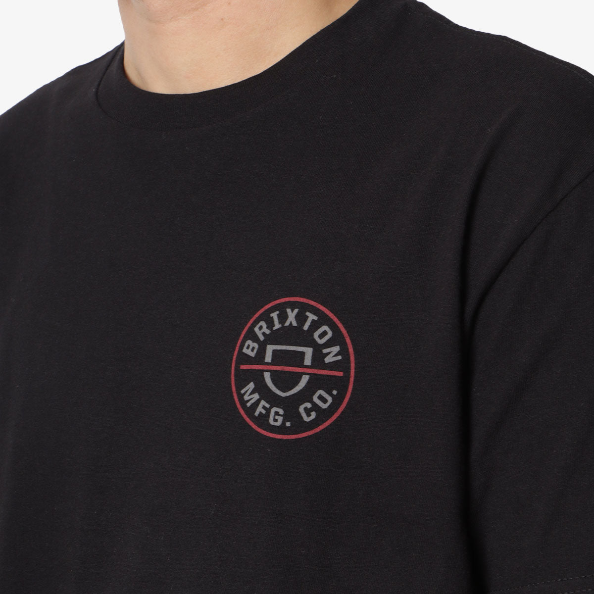 Brixton Crest II T-Shirt, Black Charcoal Mahogany, Detail Shot 3